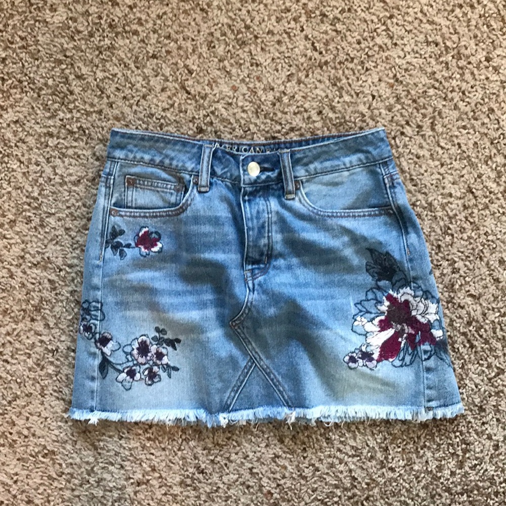 AE Embroidered Jean Skirt